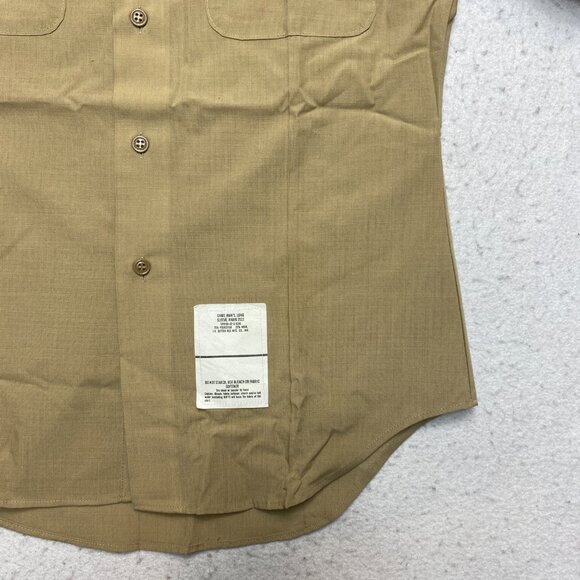 DSCP Uniform Shirt Mens 15.5 Tan Long Sleeve Military Perfect Fit Button Up - Picture 4 of 10